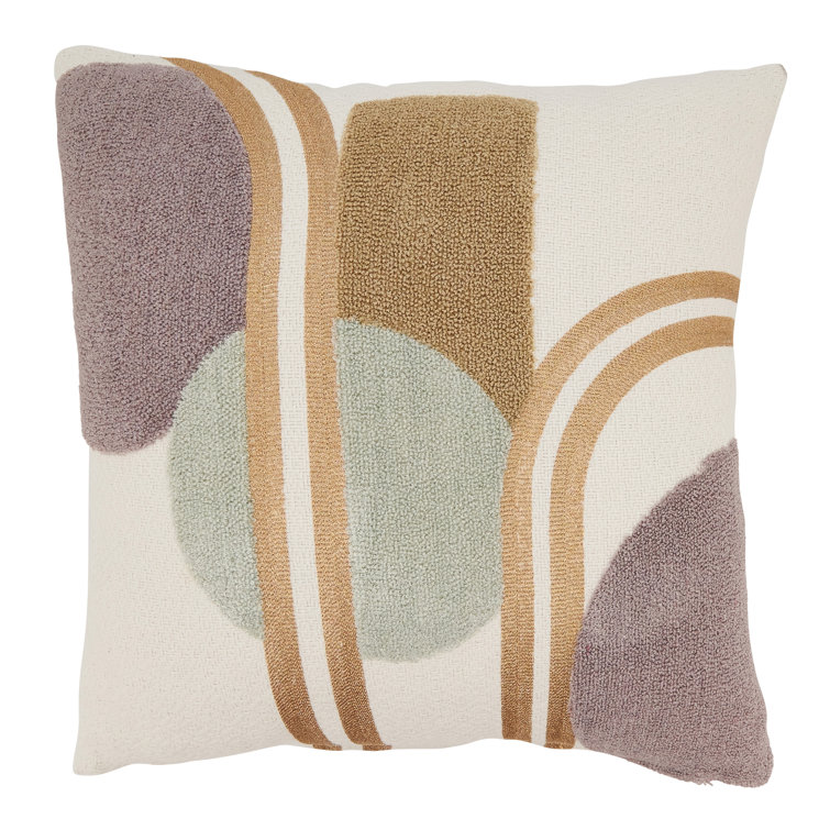 Abstract Multicolor Cotton Throw Pillow with Duck Feather Fill, 18x18