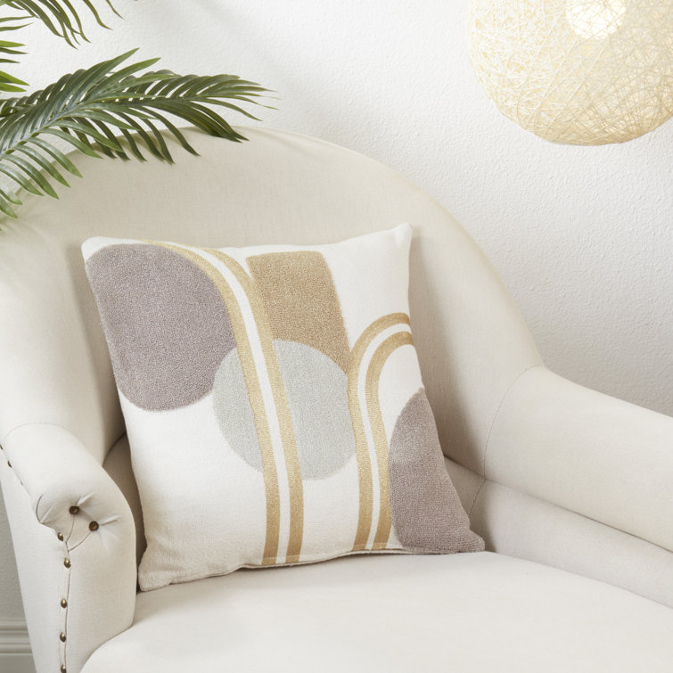 Abstract Multicolor Cotton Throw Pillow with Duck Feather Fill, 18x18