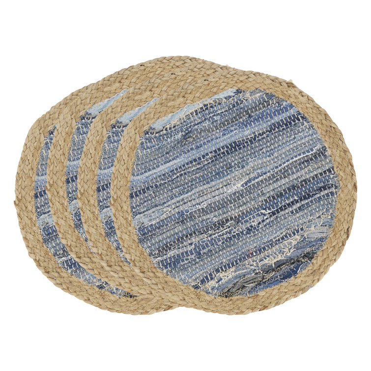 Rustic Blue Denim Weave Round Placemats Set of 4