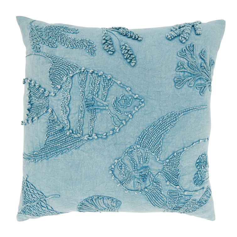 Oceanic Charm Stonewashed Fish Cotton Throw Pillow
