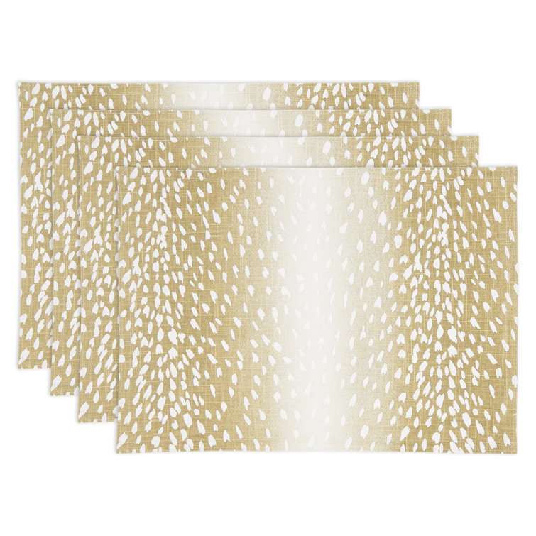Earthy Antelope Print Beige Linen Blend Placemats, Set of 4