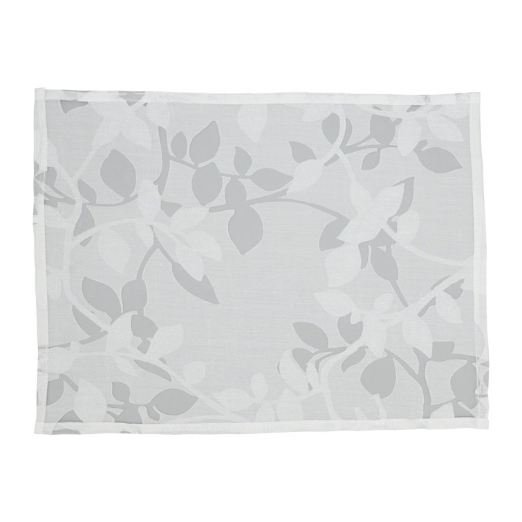 White Sheer Elegance Burnout Voile Vine Design Placemats, 13"x19" Set of 4