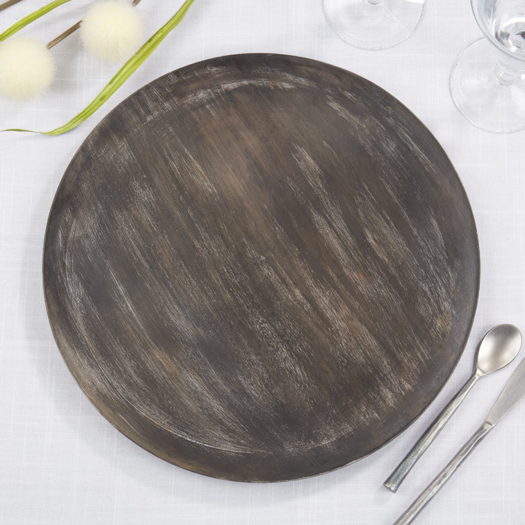 Rustic Black Mango Wood 14" Charger Set