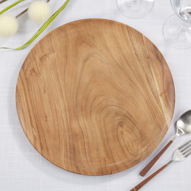14 in. Natural Mango Wood Rustic Chargers, Set of 4