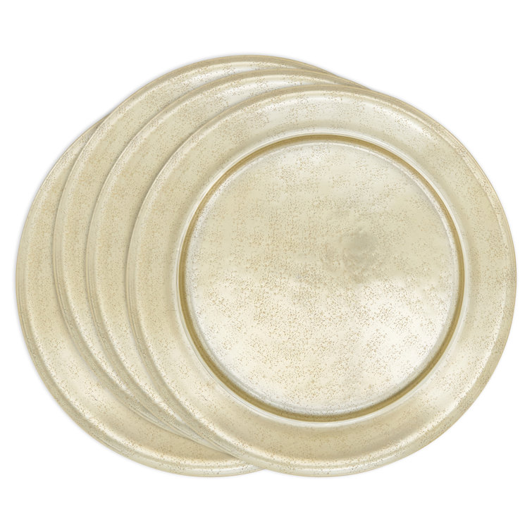 Gold Polished Rimmed Aluminum Charger Set of 4