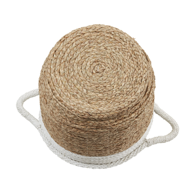 Rustic Beige and White Woven Pandanus Storage Baskets, Set of 3