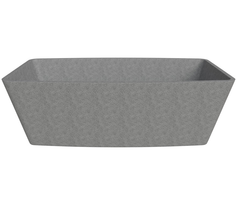 71'' Gray Matte Concrete Rectangular Freestanding Bathtub