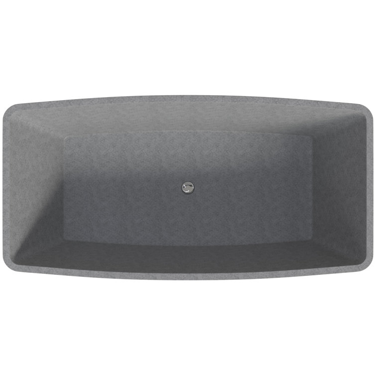 71'' Gray Matte Concrete Rectangular Freestanding Bathtub
