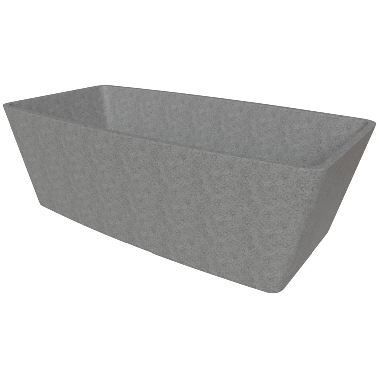 71'' Gray Matte Concrete Rectangular Freestanding Bathtub