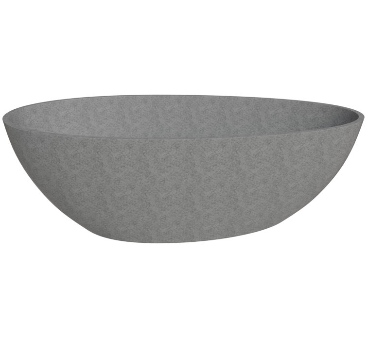 72'' Gray Matte Freestanding Oval Concrete Soaking Bathtub