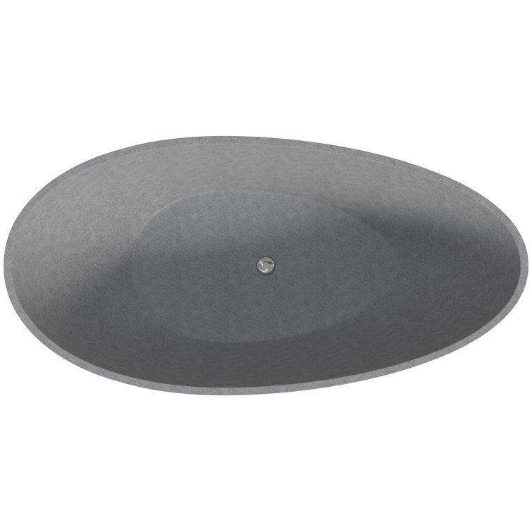 72'' Gray Matte Freestanding Oval Concrete Soaking Bathtub