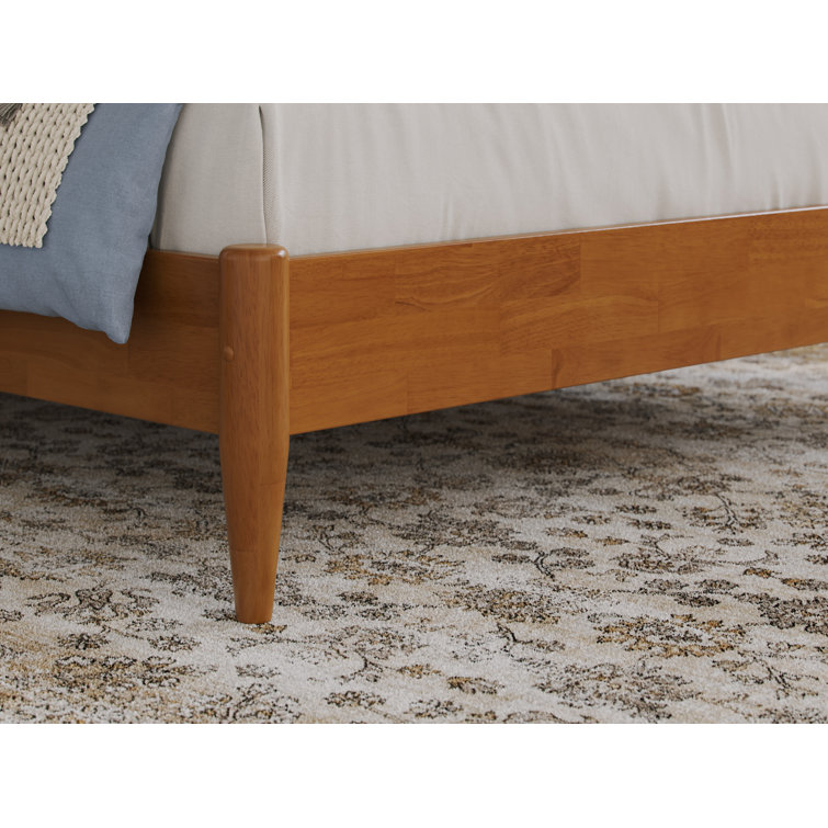 Light Toffee Full Solid Wood Platform Bed with Rectangular Headboard