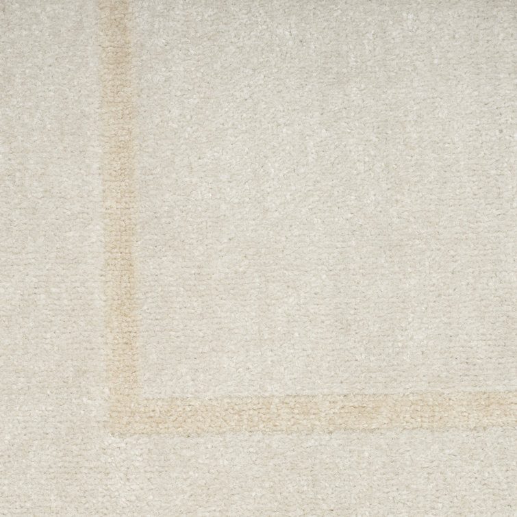 Ivory Rectangular Stain-Resistant Synthetic Indoor/Outdoor Rug