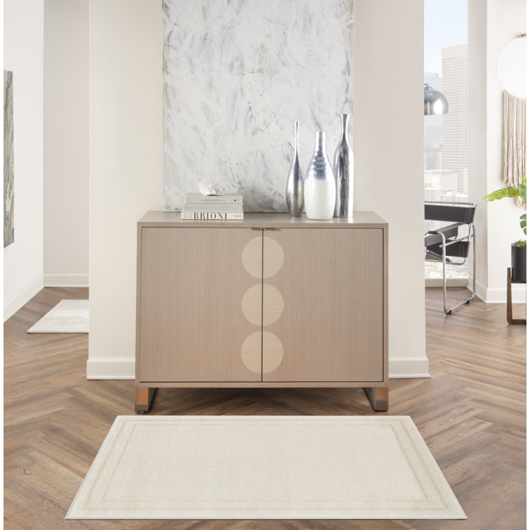 Ivory Square Synthetic Easy Care Indoor/Outdoor Rug