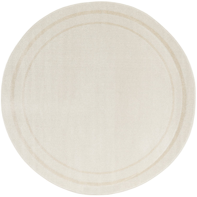 Ivory Round Synthetic Easy Care Indoor/Outdoor Rug