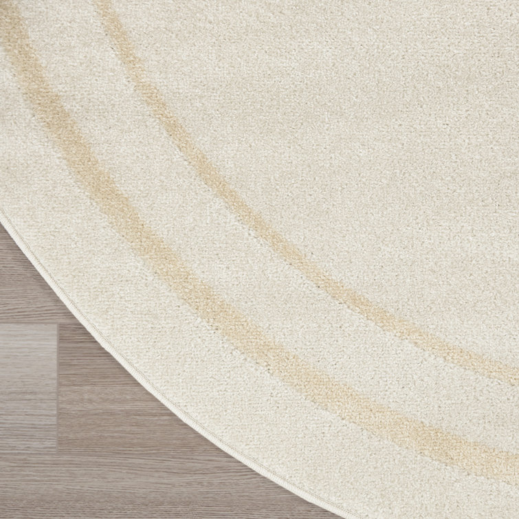 Ivory Round Synthetic Easy Care Indoor/Outdoor Rug