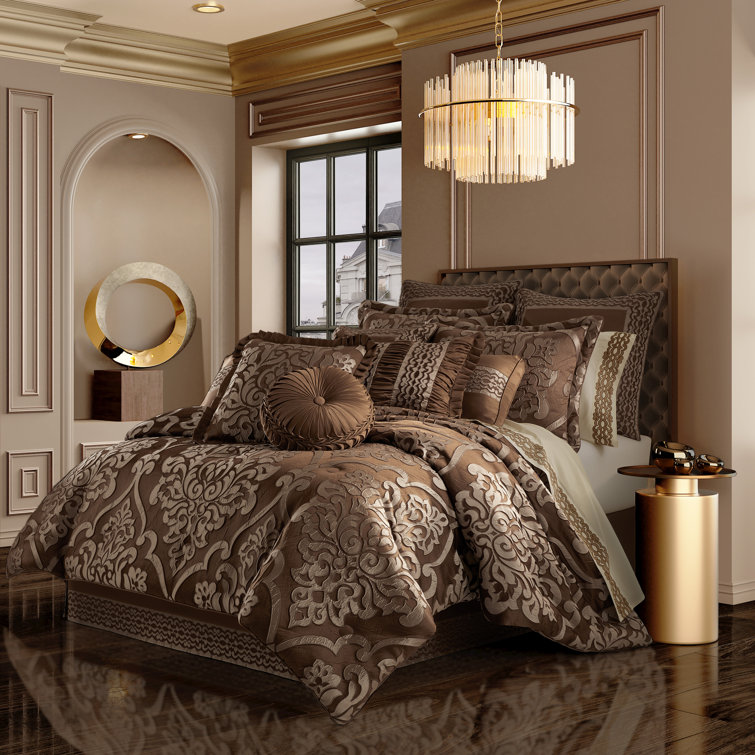 California King Brown Microfiber Gathered Bedspread Set
