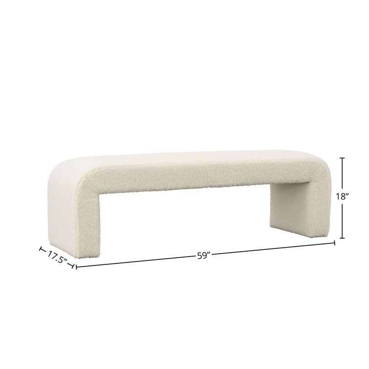 White Faux Fur Upholstered 3-Seater Bench