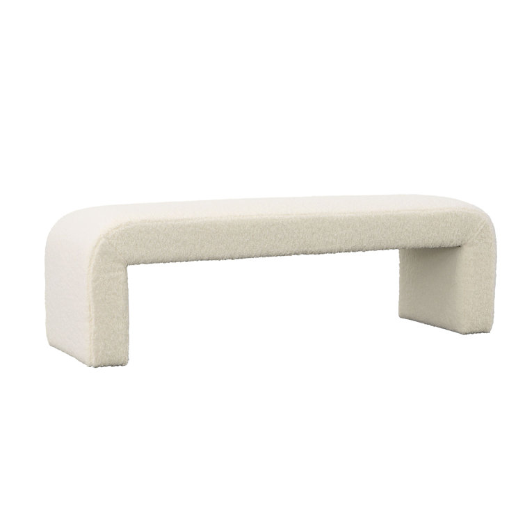 White Faux Fur Upholstered 3-Seater Bench