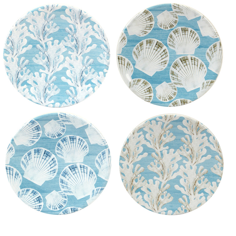 Beyond the Shore Blue Ceramic Canapé Plates Set of 4