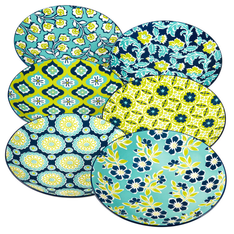 Bohemian Multicolor Porcelain 8.5" Salad Plates, Set of 6