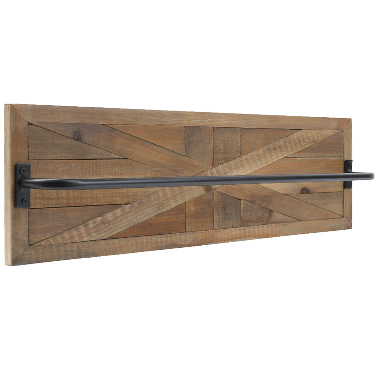 Rustic Barn Wood Wall Mounted Towel Rack with Matte Black Bar