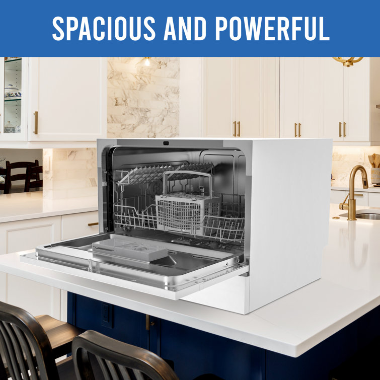 Compact White 6-Place Setting Countertop Dishwasher for RVs