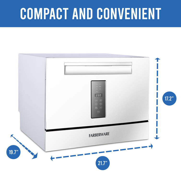 Compact White 6-Place Setting Countertop Dishwasher for RVs