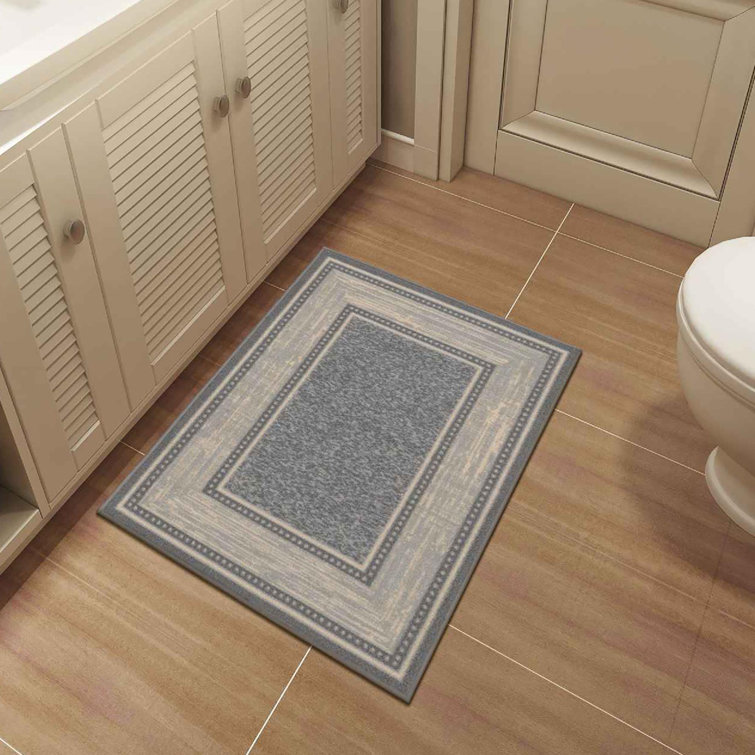 Light Gray Rectangular Non-Slip Washable Synthetic Area Rug