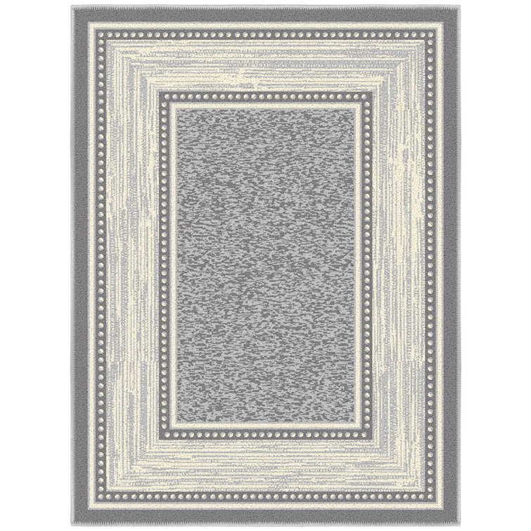 Light Gray Rectangular Non-Slip Washable Synthetic Area Rug