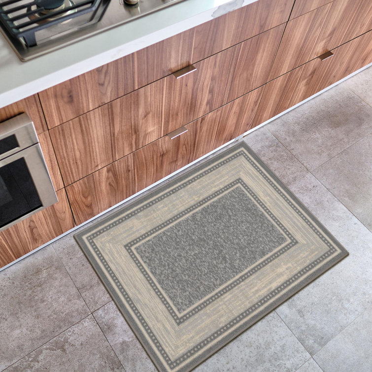 Light Gray Rectangular Non-Slip Washable Synthetic Area Rug