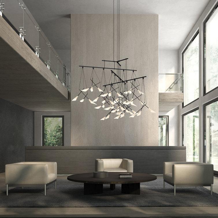 Black and White LED Crystal Linear Chandelier