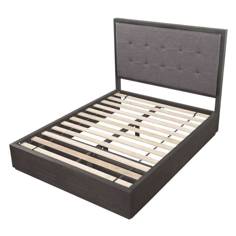 Modern Oxford Queen Bed with Tufted Upholstered Headboard and Storage