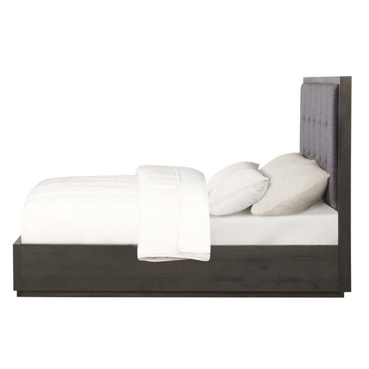 Modern Oxford Queen Bed with Tufted Upholstered Headboard and Storage