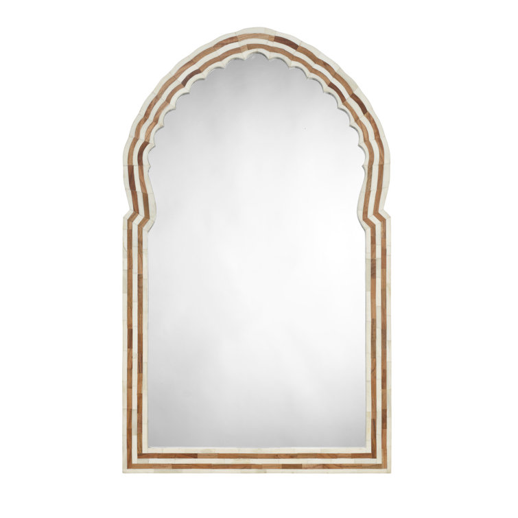 Natural Bone and Wood Rectangular Wall Mirror