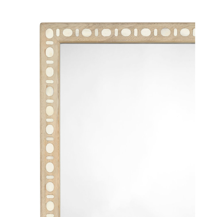 Natural Mango Wood and Bone Inlay Rectangular Wall Mirror