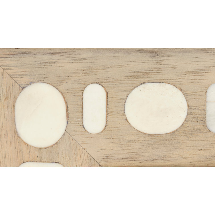 Natural Mango Wood and Bone Inlay Rectangular Wall Mirror