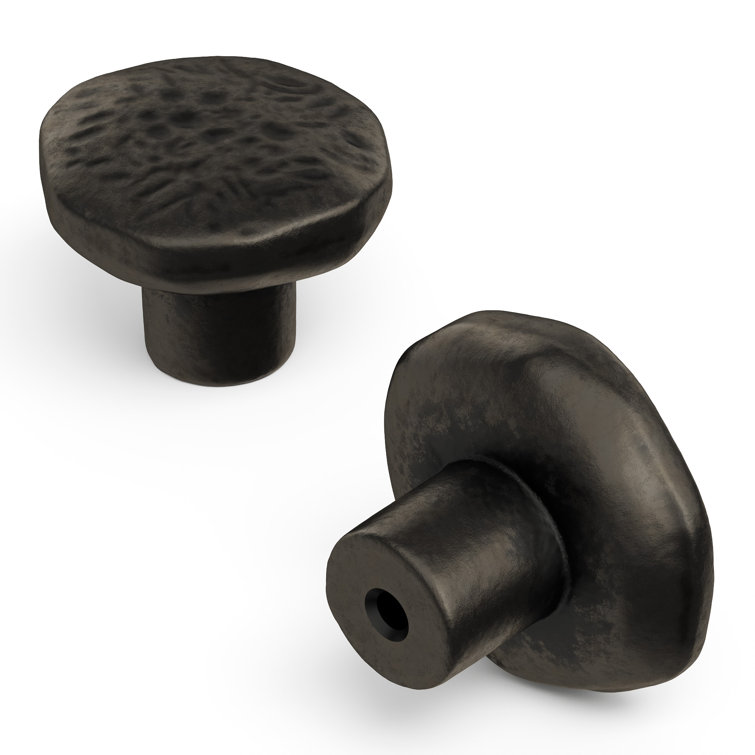 Matte Black Iron Mushroom Knob with Mounting Hardware