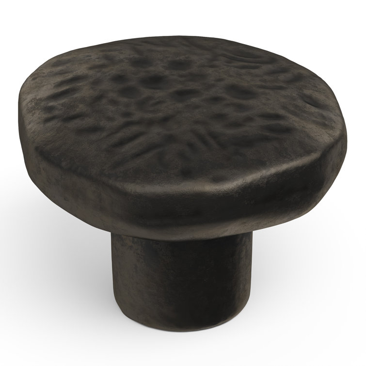Matte Black Iron Mushroom Knob with Mounting Hardware