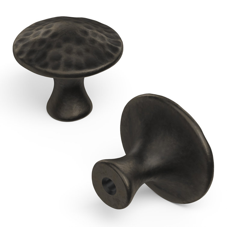 Black Iron Round Rustic Cabinet Knob with Mounting Hardware