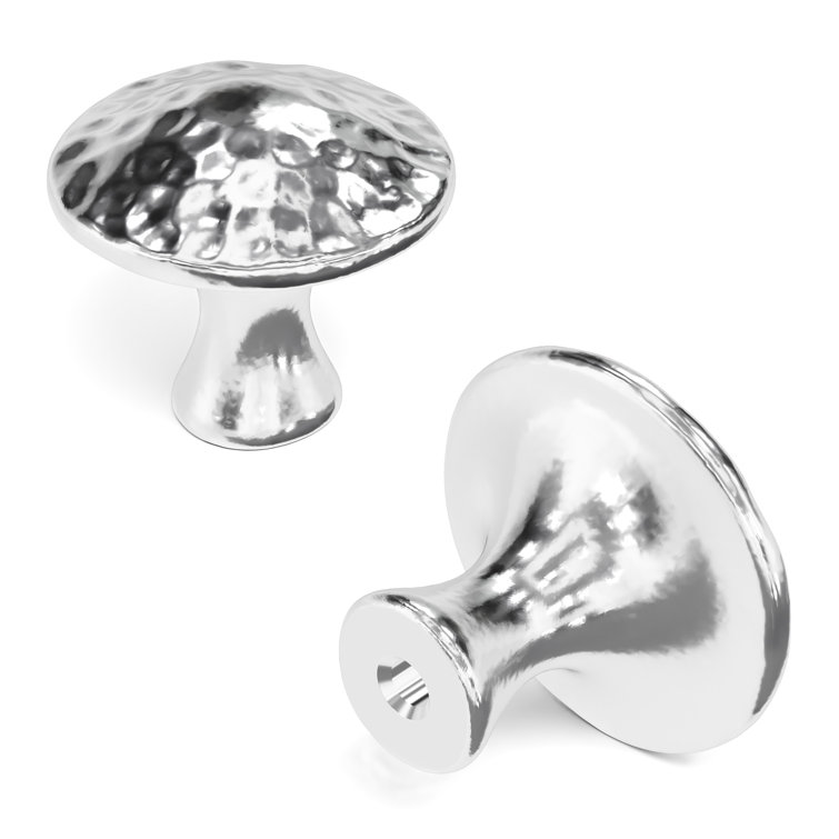 Chrome Round Mushroom Knob with Mounting Hardware