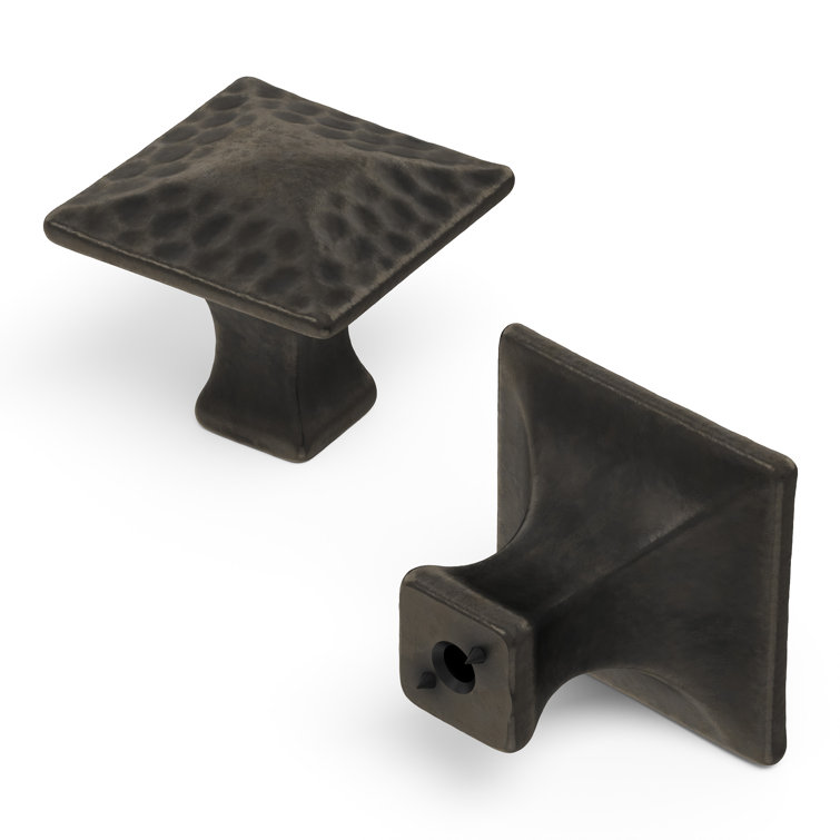 Black Iron Square Traditional Knob with Mounting Hardware, 10-Pack