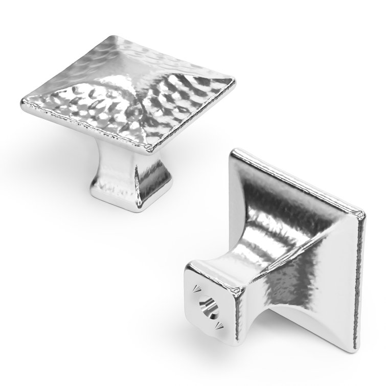 Chrome Square Modern Cabinet Knob with Mounting Hardware