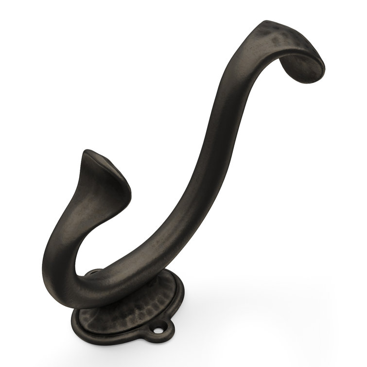 Black Iron Double Prong Wall Hooks, 5-Pack