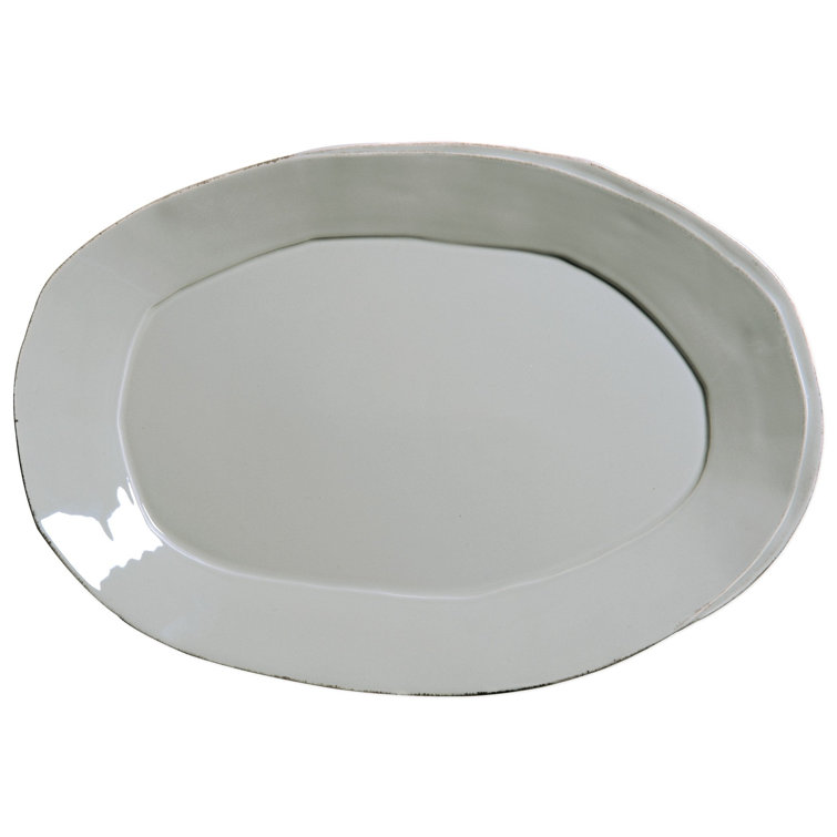 Gray Ceramic 18.5" Oval Serving Platter