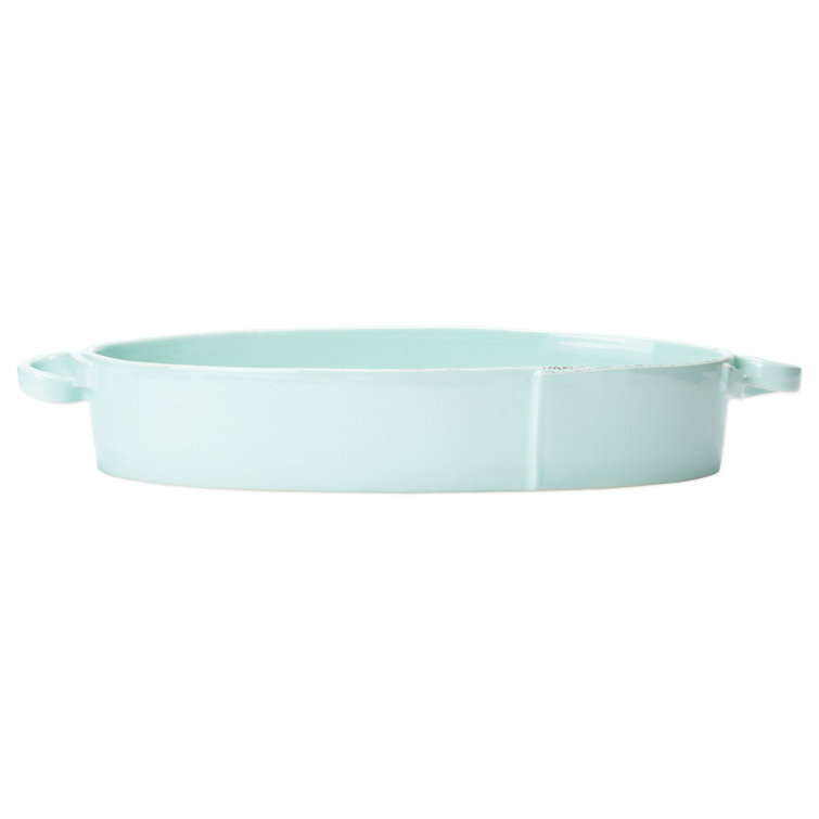 Aqua Ceramic 15.5" Handled Oval Baking Dish