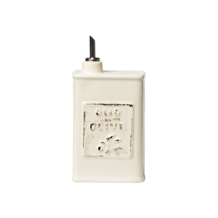 Linen Ceramic Olive Oil Can with Spout