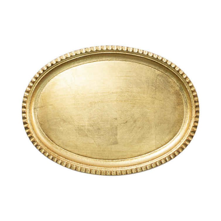 Gold Leaf Handcrafted Oval Wooden Tray