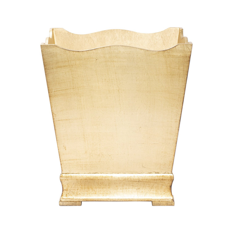 Florentine Gold Leaf Handcrafted Wooden Waste Basket