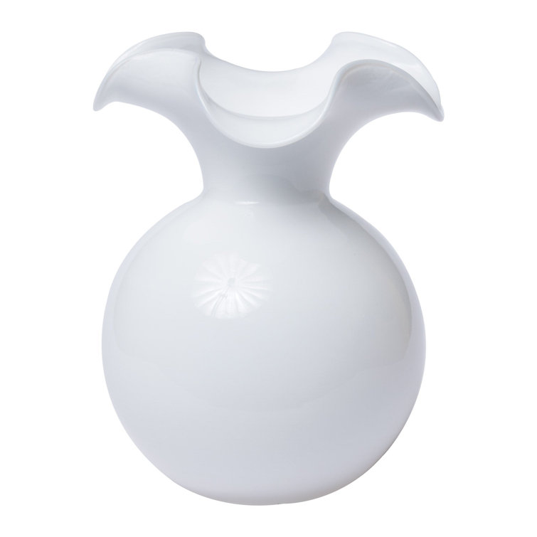 White Medium Fluted Glass Vase for Floral Arrangements
